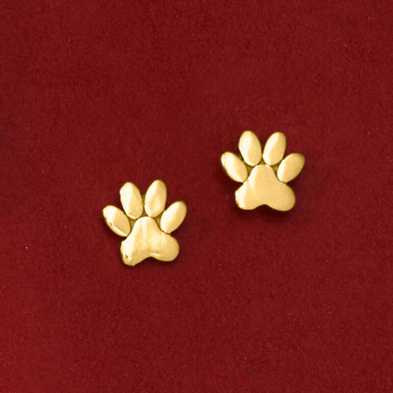 14kt Yellow Gold Petite Animal Paw Stud Earrings  image number 2