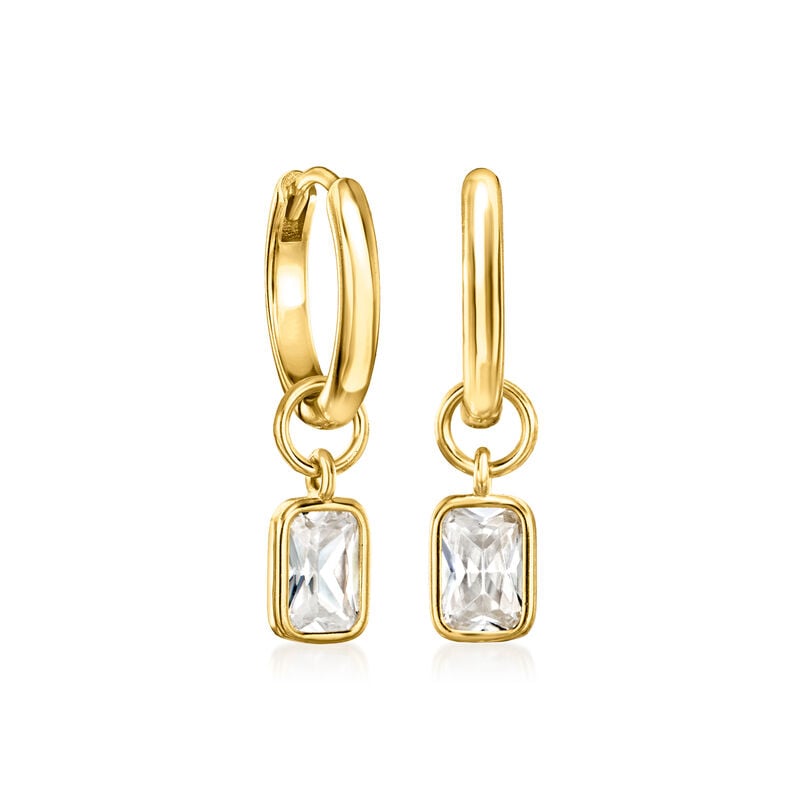 2.20 T. t.w. Simulated Multi-Gemstone and 1.10 ct. t.w. CZ Jewelry Set: 18kt Gold Over Sterling Hoop Earrings with Three Pairs of Interchangeable Drops  image number 2