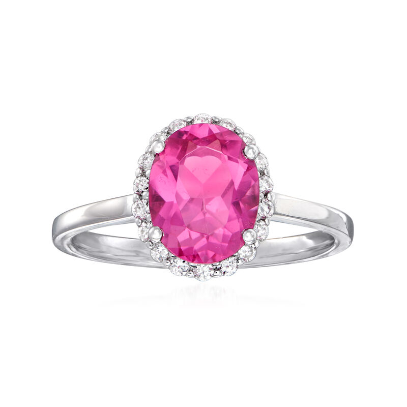 C. 1990 Vintage 1.90 Carat Pink Tourmaline and .20 ct. t.w. Diamond Ring in 14kt White Gold image number 0