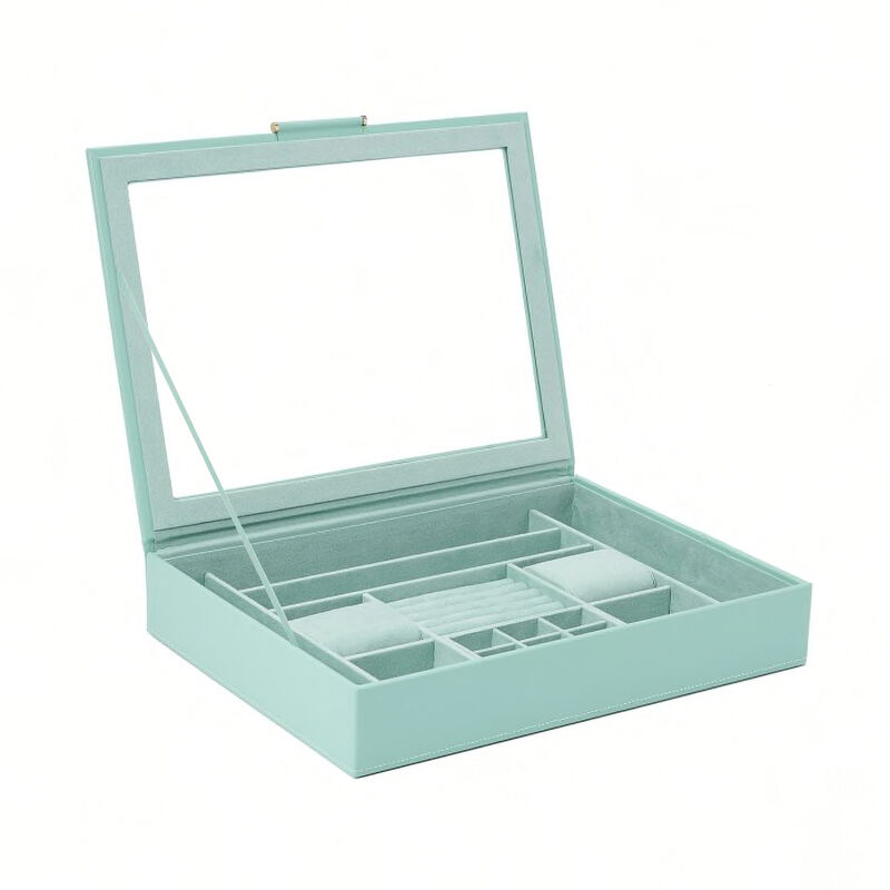 WOLF &quot;Sophia&quot; Jade Leather Jewelry Box with Window image number 0