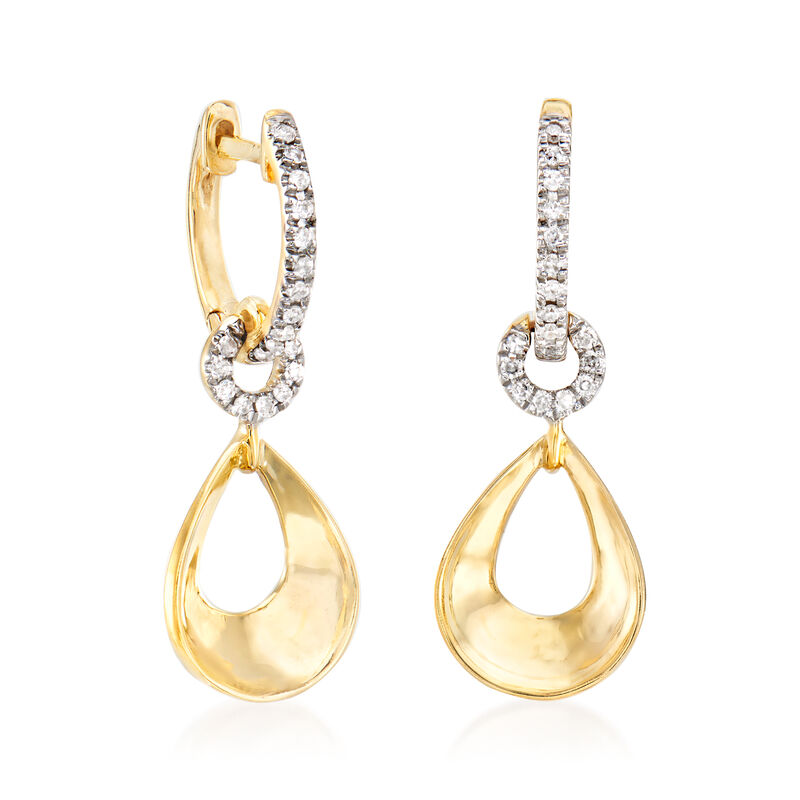 .14 ct. t.w. Diamond Drop Hoop Earrings in 14kt Yellow Gold image number 2