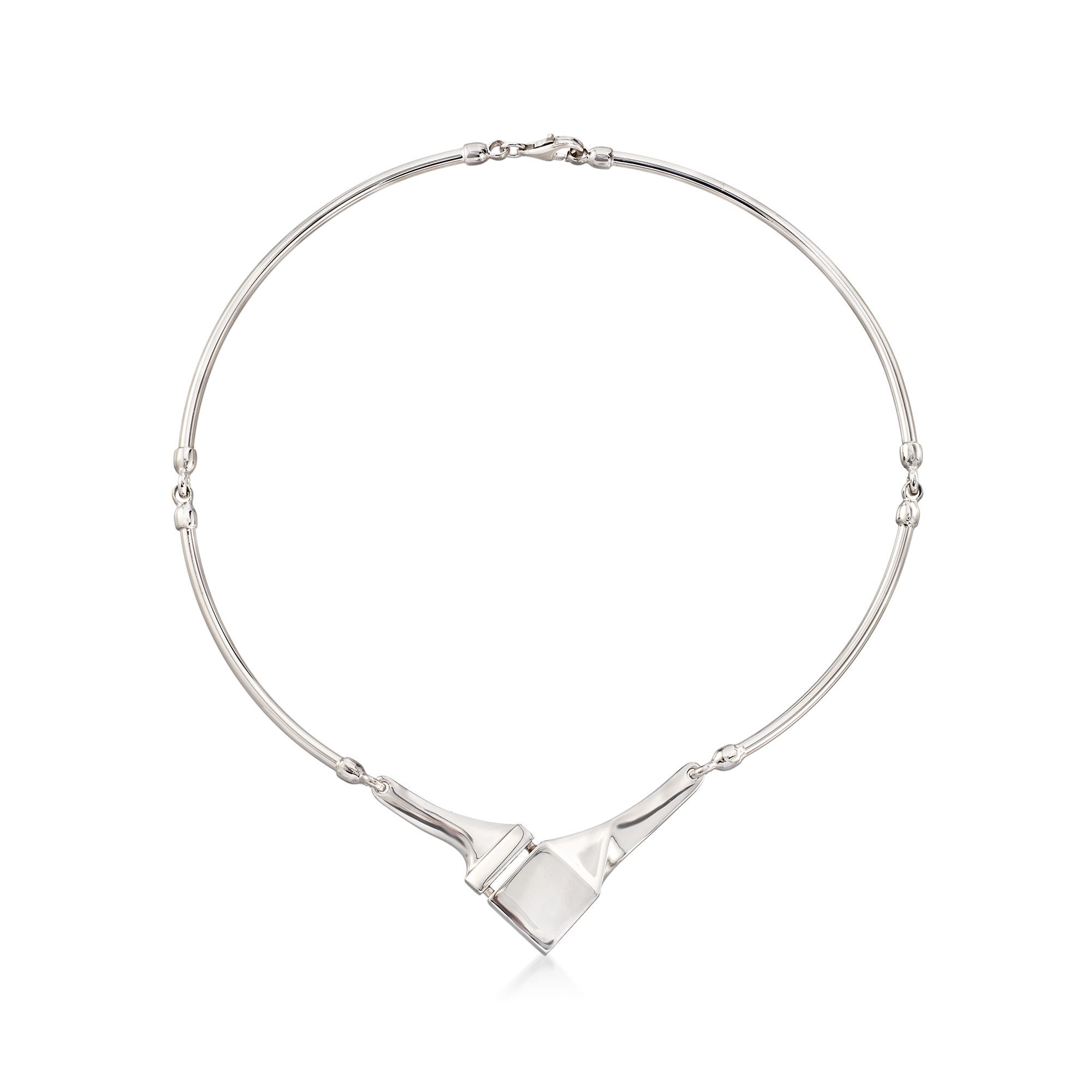 ★ROSEMONT★ SILVER Necklace RC0265 Italian Sterling Silver Collar Necklace with Geometric