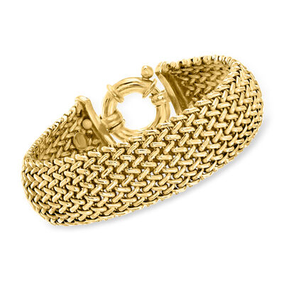 Italian 22kt Gold Over Sterling Riso-Link Bracelet