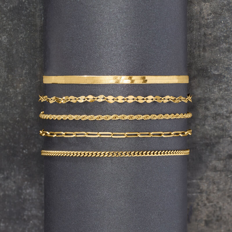 Italian 18kt Gold Over Sterling Jewelry Set: Five Chain Bracelets image number 7