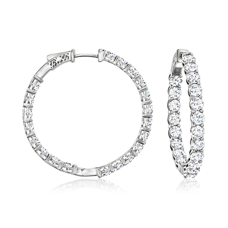 7.00 ct. t.w. Lab-Grown Diamond Inside-Outside Hoop Earrings in 14kt White Gold. 1 1/4&quot; image number 0