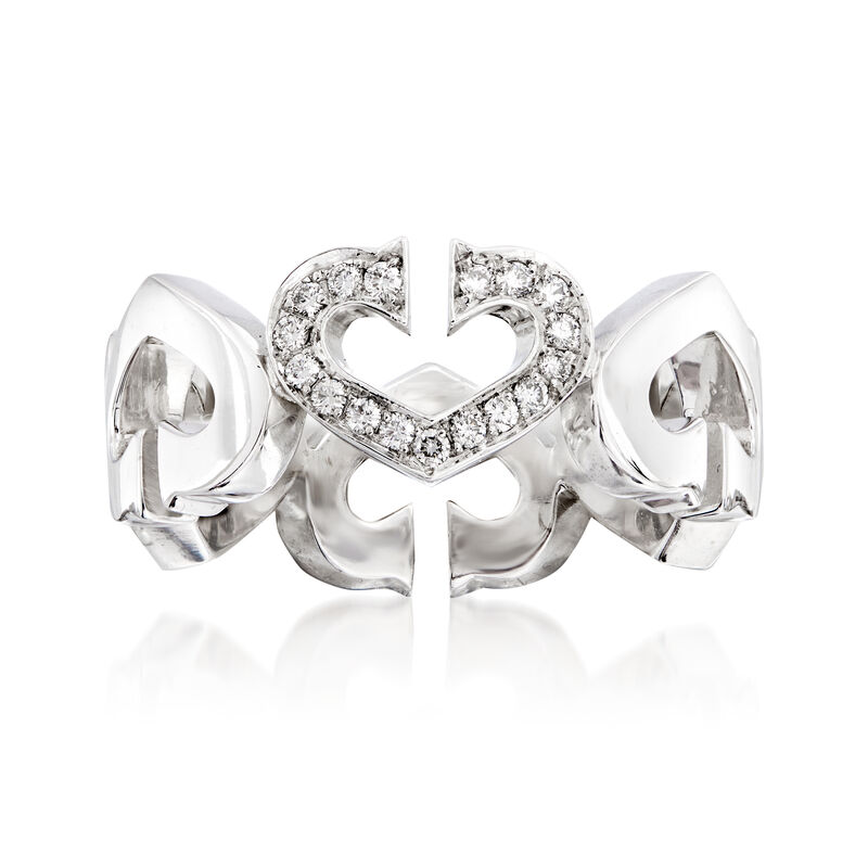 C. 1990 Vintage Cartier .13 ct. t.w. Diamond Heart Ring in 18kt White Gold. Size 4.5 image number 0