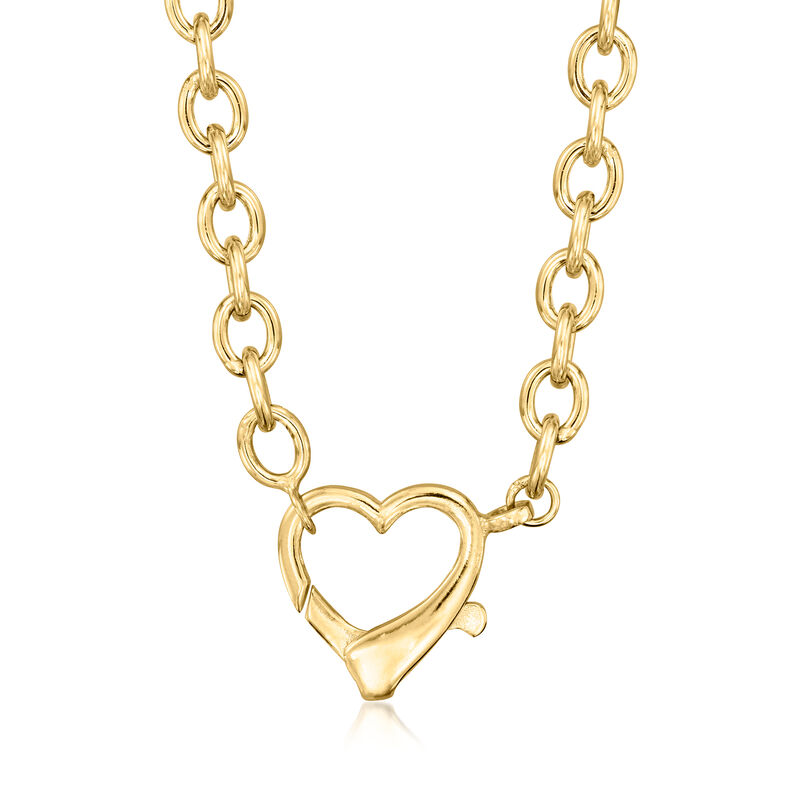 18kt Gold Over Sterling Oversized Heart Lobster Clasp Necklace image number 0