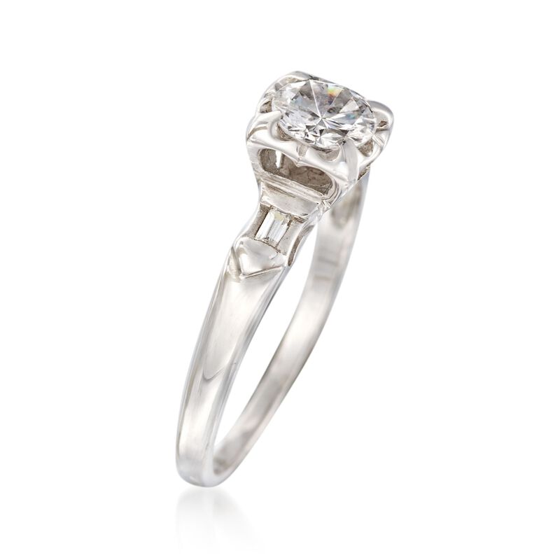 C. 1970 Vintage .58 ct. t.w. Diamond Engagement Ring in 14kt White Gold. Size 5 image number 2