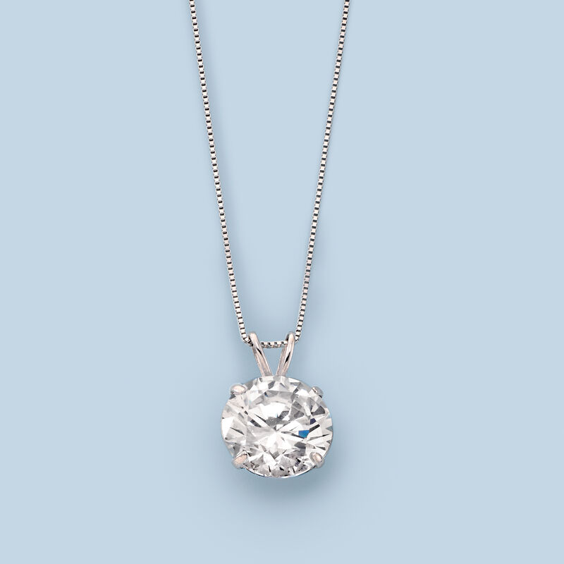 4.00 Carat CZ Solitaire Necklace in 14kt White Gold image number 2