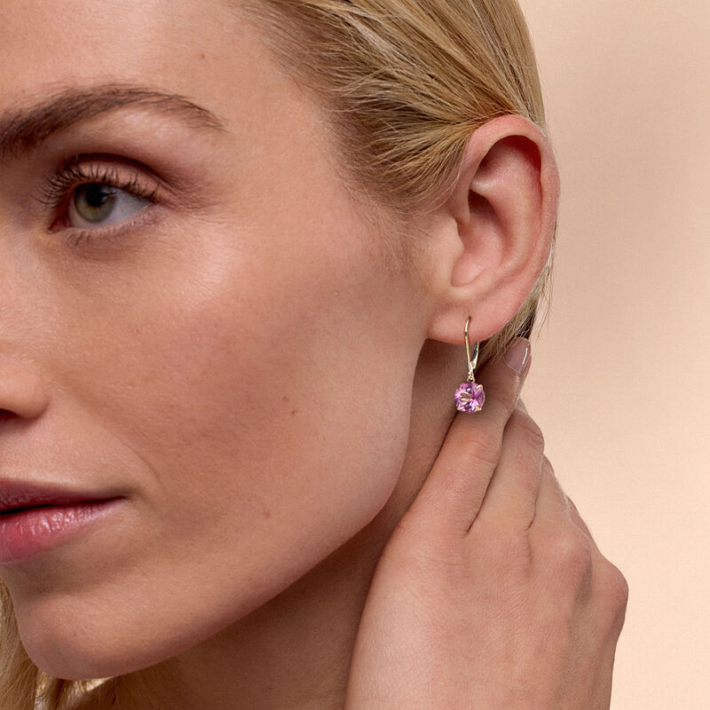 4.20 ct. t.w. Pink Topaz Drop Earrings in 14kt Yellow Gold image number 1