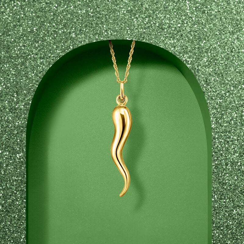 14kt Yellow Gold Italian Horn Pendant Necklace image number 2