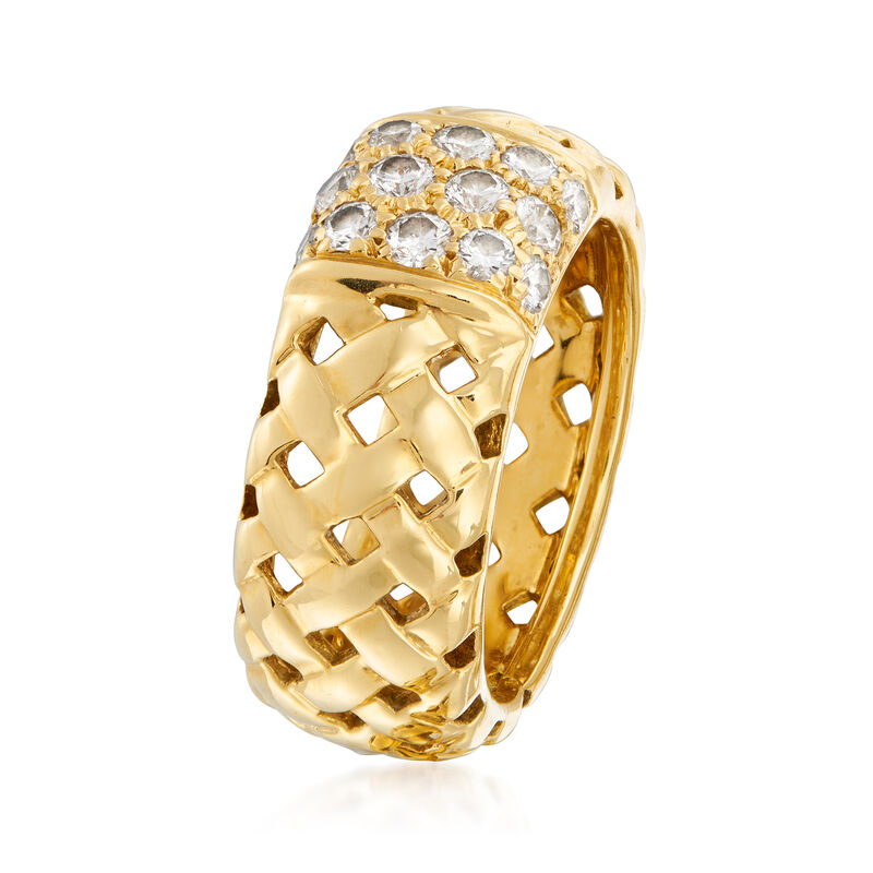 C. 1995 Vintage Tiffany Jewelry .60 ct. t.w. Diamond Basketweave Ring in 18kt Yellow Gold. Size 6 image number 2