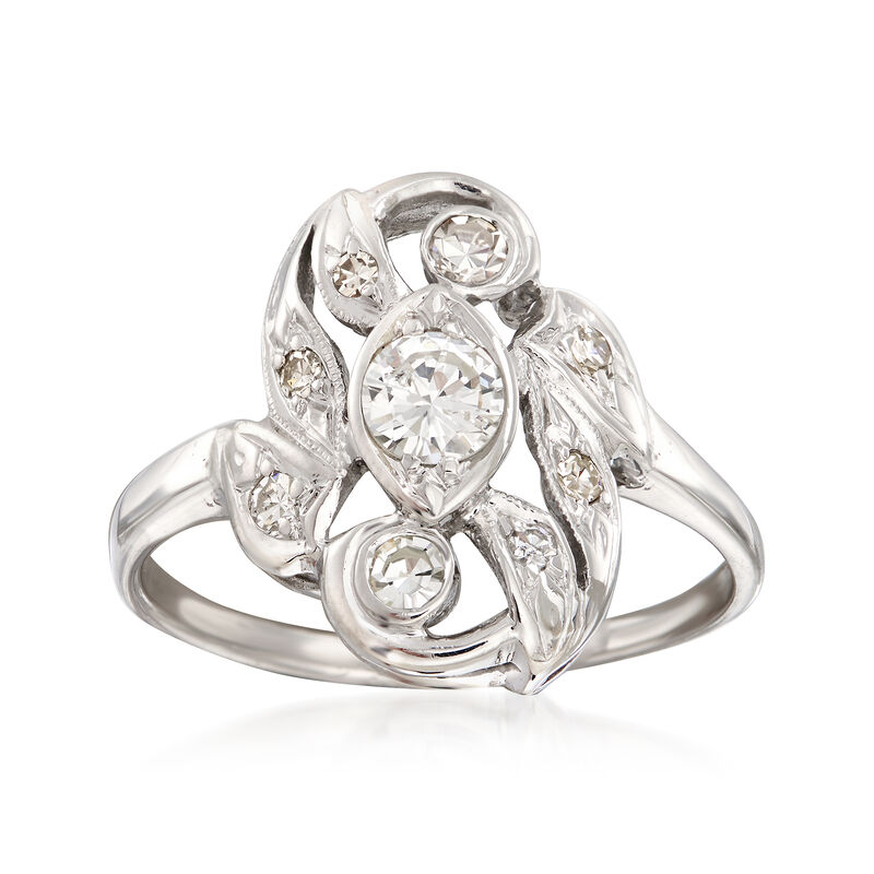 C. 1950 Vintage .55 ct. t.w. Diamond Cluster Ring in 14kt White Gold. Size 8 image number 0