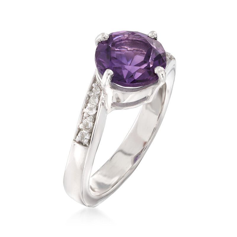 2.20 Carat Amethyst and .14 ct. t.w. White Topaz Ring in Sterling Silver image number 2