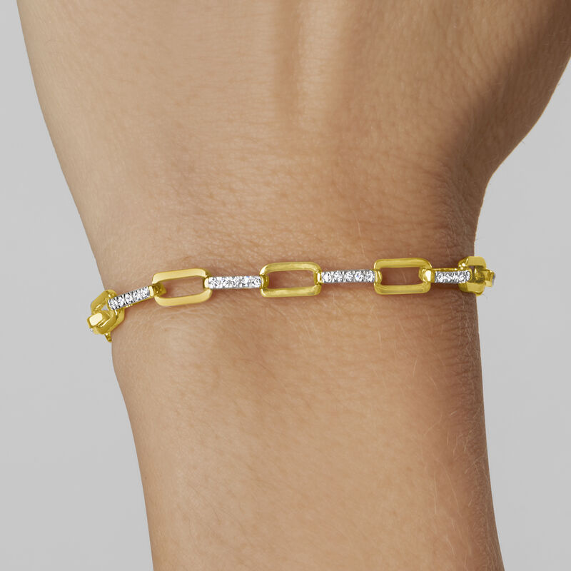 .50 ct. t.w. Diamond Paper Clip Link Bracelet in 18kt Gold Over Sterling image number 2