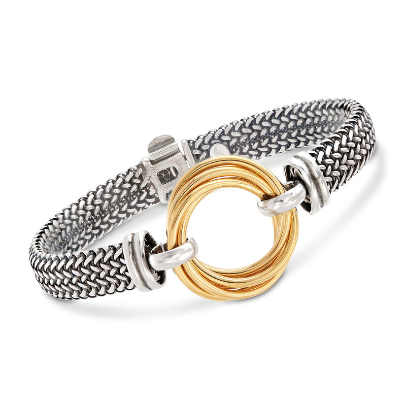 Italian Two-Tone Sterling Silver Interlocking Circle Bracelet image number 0