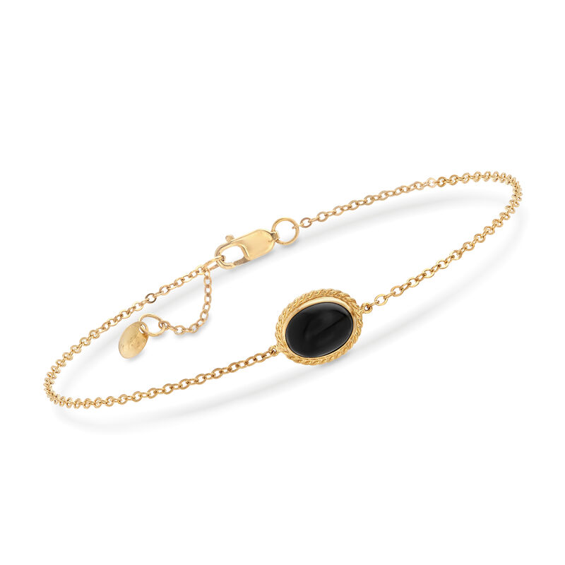 14kt Yellow Gold and Black Onyx Bracelet. 7&quot; image number 0