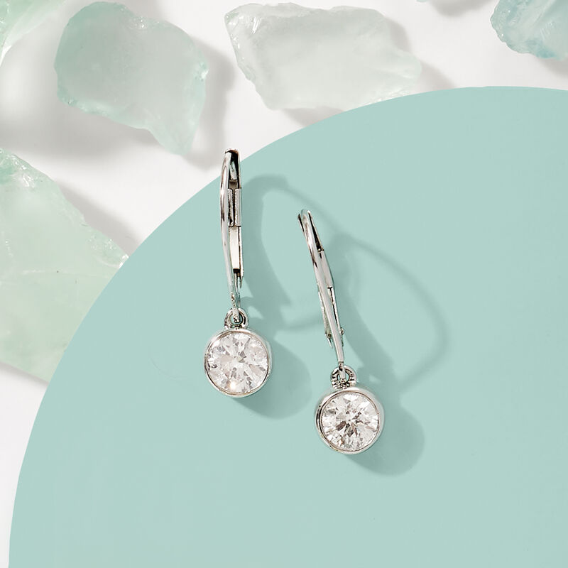 1.00 ct. t.w. Bezel-Set Diamond Drop Earrings in 14kt White Gold image number 2