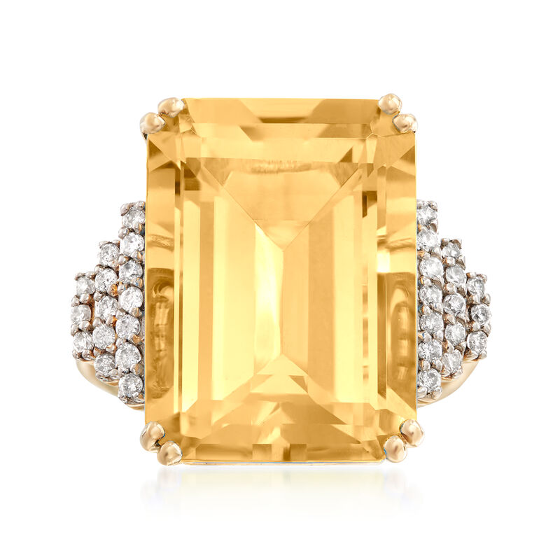 16.00 Carat Citrine and .25 ct. t.w. Diamond Ring in 14kt Yellow Gold image number 0