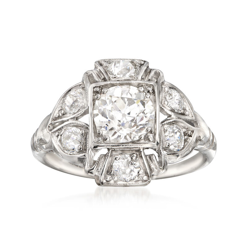 C. 1980 Vintage 1.50 ct. t.w. Diamond Ring in Platinum image number 0