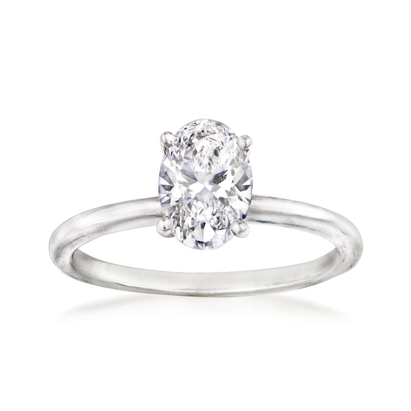 1.20 Carat Certified Oval Diamond Ring in 14kt White Gold. Size 6 image number 0