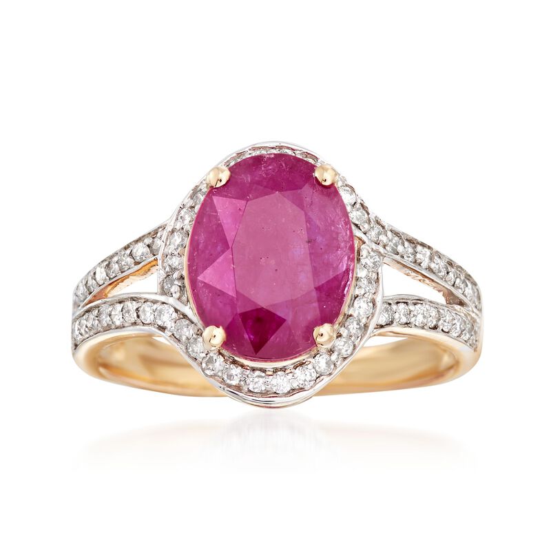 2.60 Carat Ruby and .31 ct. t.w. Diamond Ring in 14kt Yellow Gold image number 0
