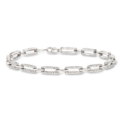 1.00 ct. t.w. Diamond Paper Clip Link Bracelet in Sterling Silver