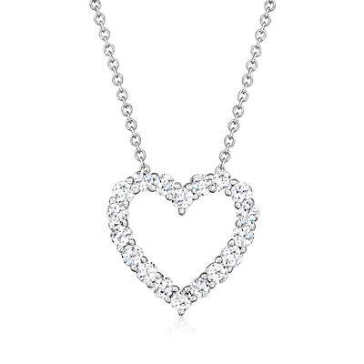 .50 ct. t.w. Lab-Grown Diamond Heart Necklace in 14kt White Gold