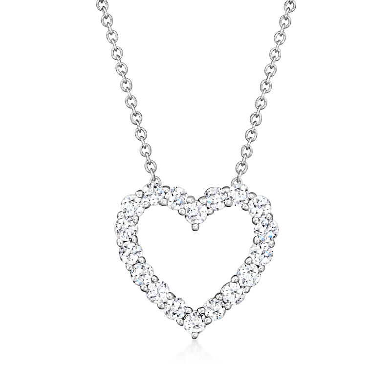 .50 ct. t.w. Lab-Grown Diamond Heart Necklace in 14kt White Gold image number 0