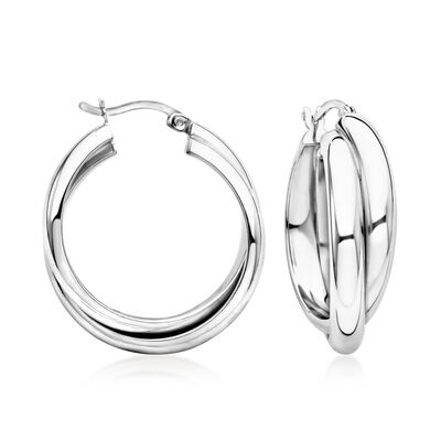 Sterling Silver Double Twisted Hoop Earrings
