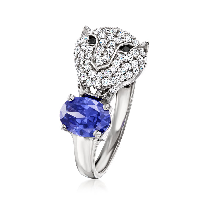 1.22 ct. t.w. Simulated Tanzanite Panther Ring with .80 ct. t.w. CZs in Sterling Silver image number 2