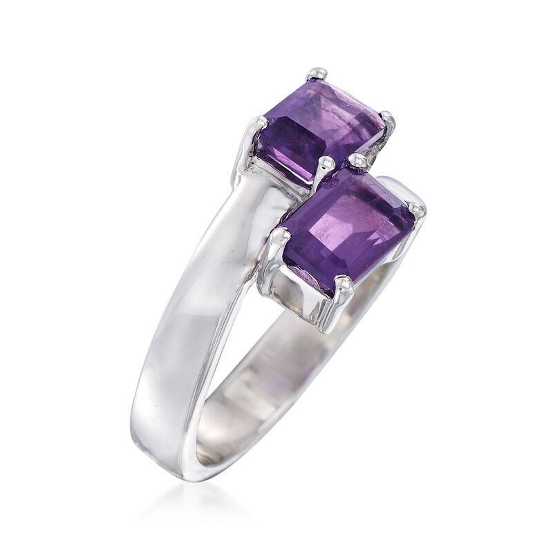 1.90 ct. t.w. Emerald-Cut Amethyst Bypass Ring in Sterling Silver image number 2