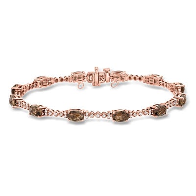 Le Vian 4.20 ct. t.w. Chocolate Quartz and .44 ct. t.w. Vanilla Diamond Bracelet in 14kt Strawberry Gold