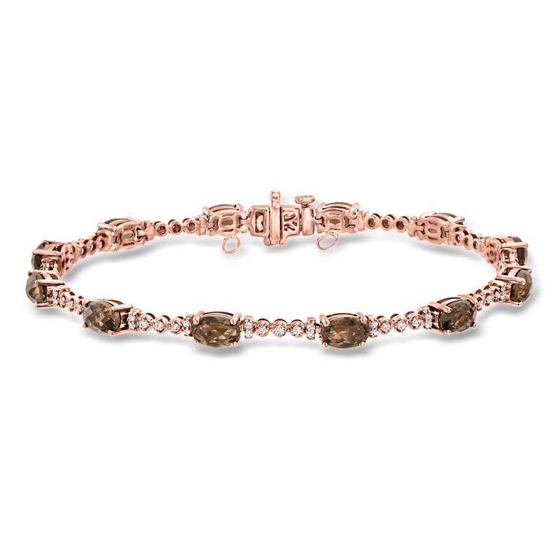 Le Vian 4.20 ct. t.w. Chocolate Quartz and .44 ct. t.w. Vanilla Diamond Bracelet in 14kt Strawberry Gold. 7" image number 0
