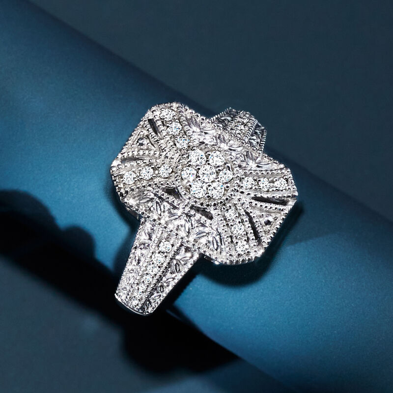 .25 ct. t.w. Diamond Scrollwork Ring in Sterling Silver image number 3