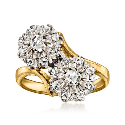 C. 1950 Vintage .60 ct. t.w. Diamond Cluster Bypass Ring in 18kt Two-Tone Gold