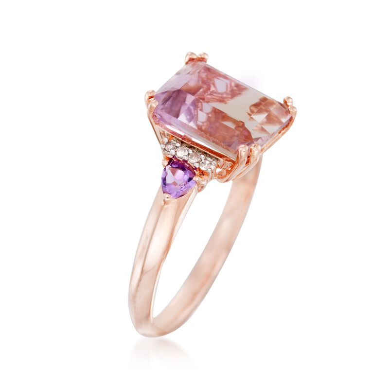 3.20 Carat Ametrine and .20 ct. t.w. Amethyst Ring with Diamonds in 14kt Rose Gold Over Sterling image number 1