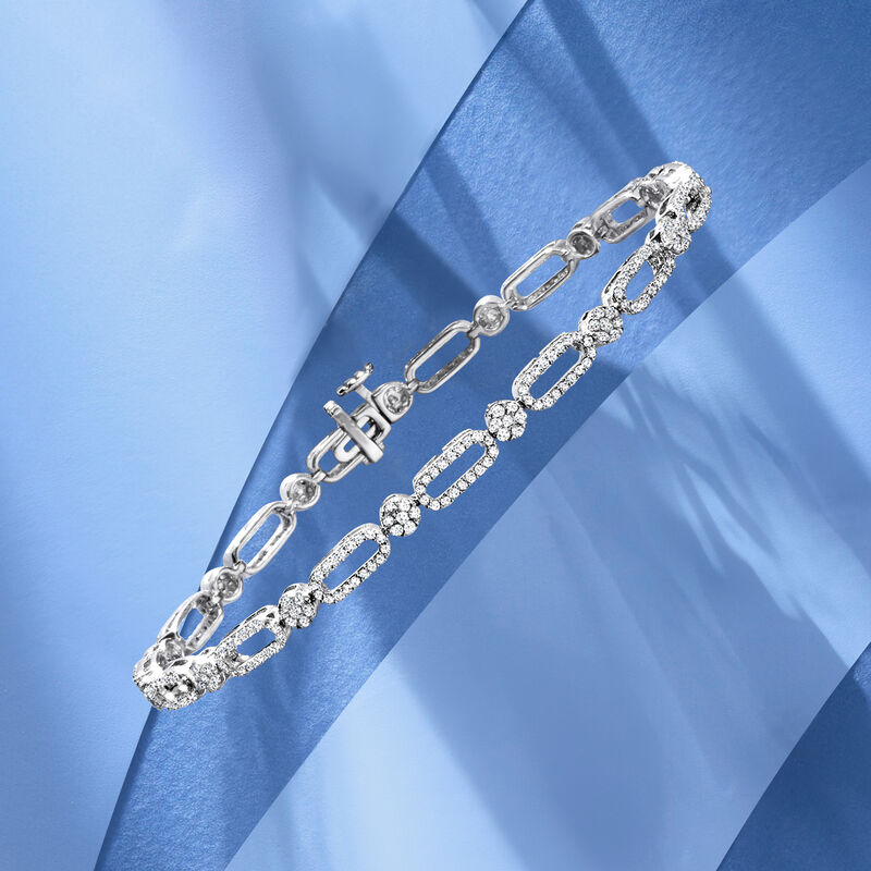 2.00 ct. t.w. Pave Diamond Link Bracelet in 14kt White Gold image number 4