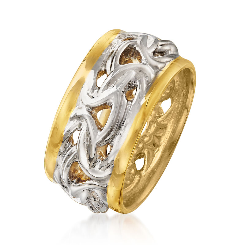 Italian Two-Tone Sterling Silver Byzantine Ring image number 2