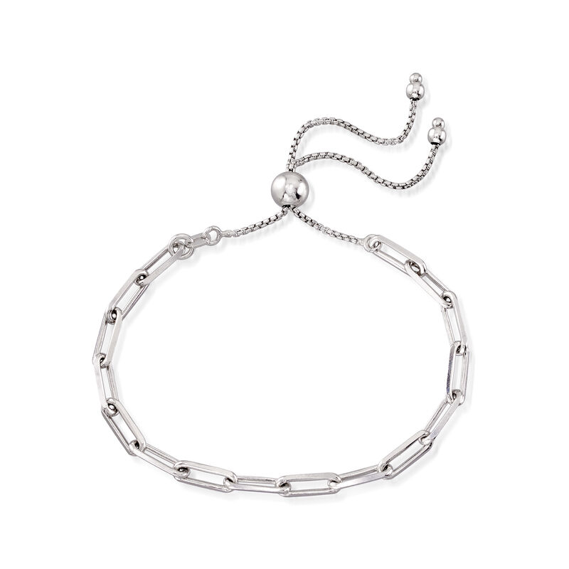 Italian Sterling Silver Paper Clip Link Bolo Bracelet image number 2