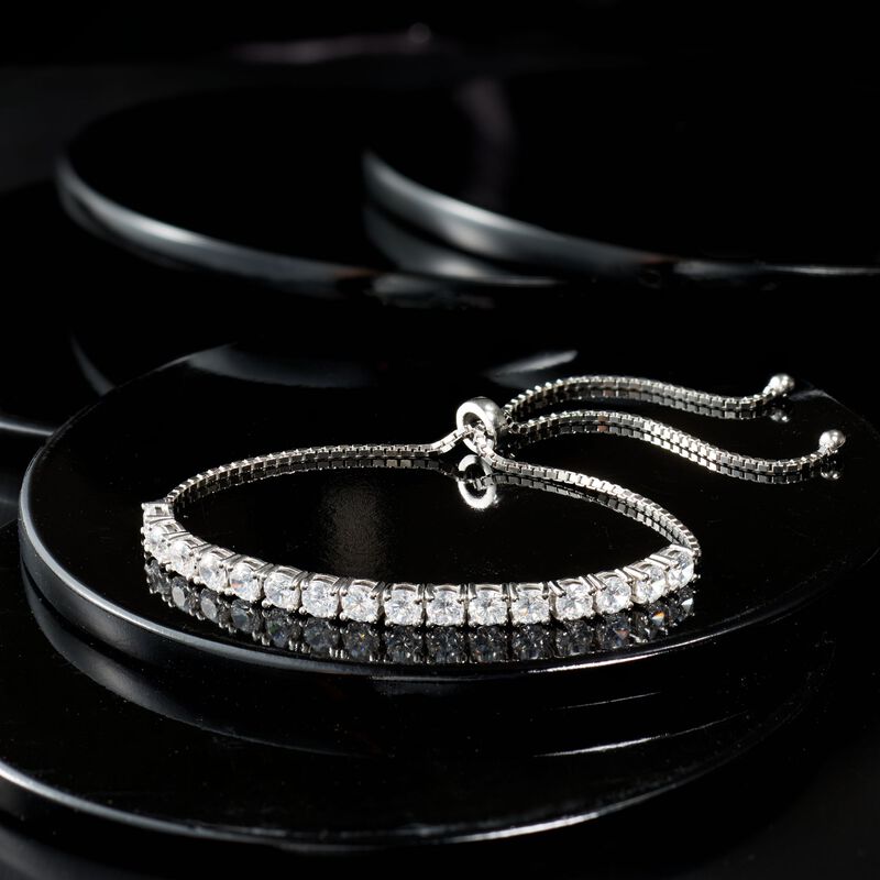 4.00 ct. t.w. CZ Bolo Bracelet in Sterling Silver image number 3