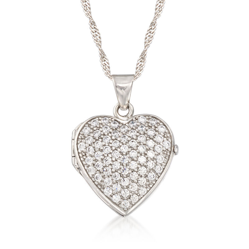 1.25 ct. t.w. CZ Heart Locket Necklace in Sterling Silver image number 0
