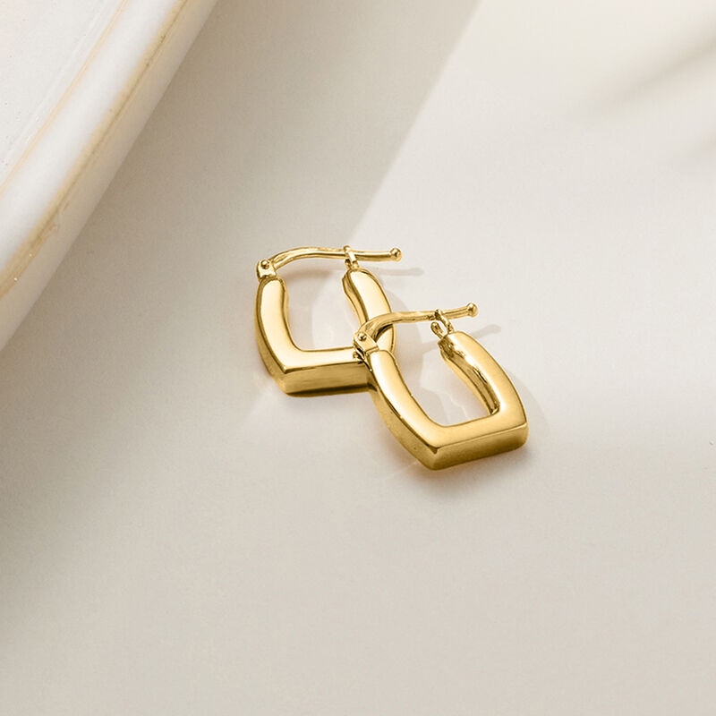 Italian 14kt Yellow Gold Square Hoop Earrings. 5/8&quot; image number 1
