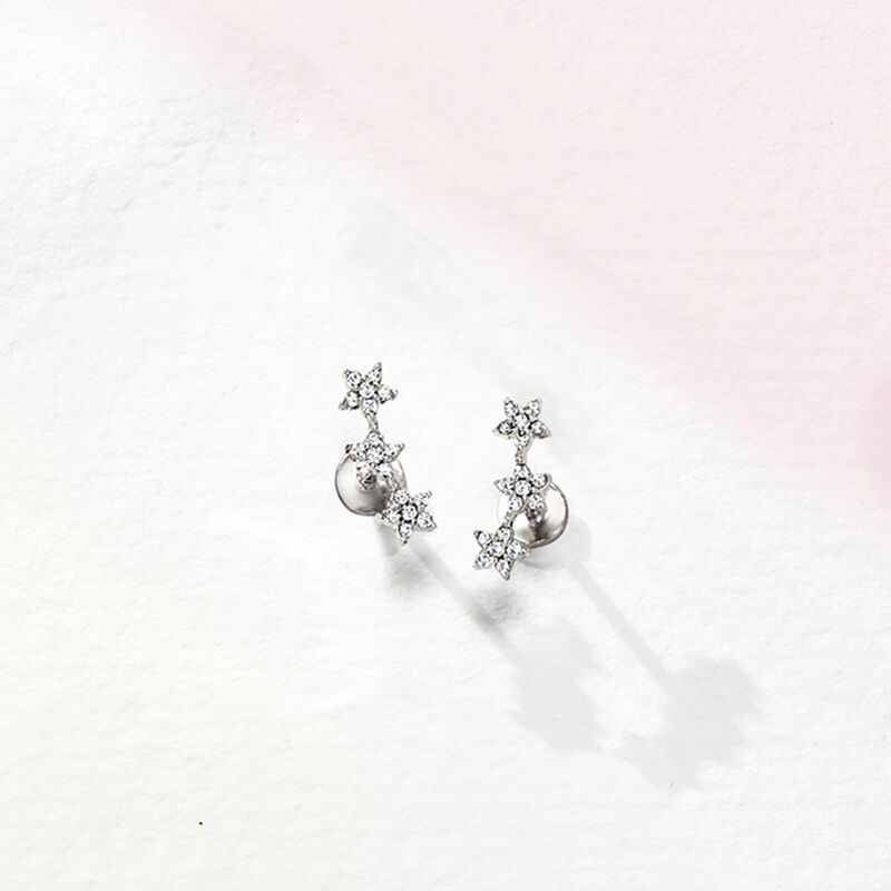 .10 ct. t.w. Diamond Three-Star Flat-Back Earrings in Sterling Silver  image number 3