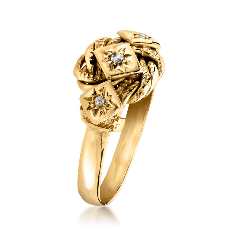 C. 1918 Vintage 18kt Yellow Gold Ring with Diamonds and British Hallmark. Size 7 image number 2
