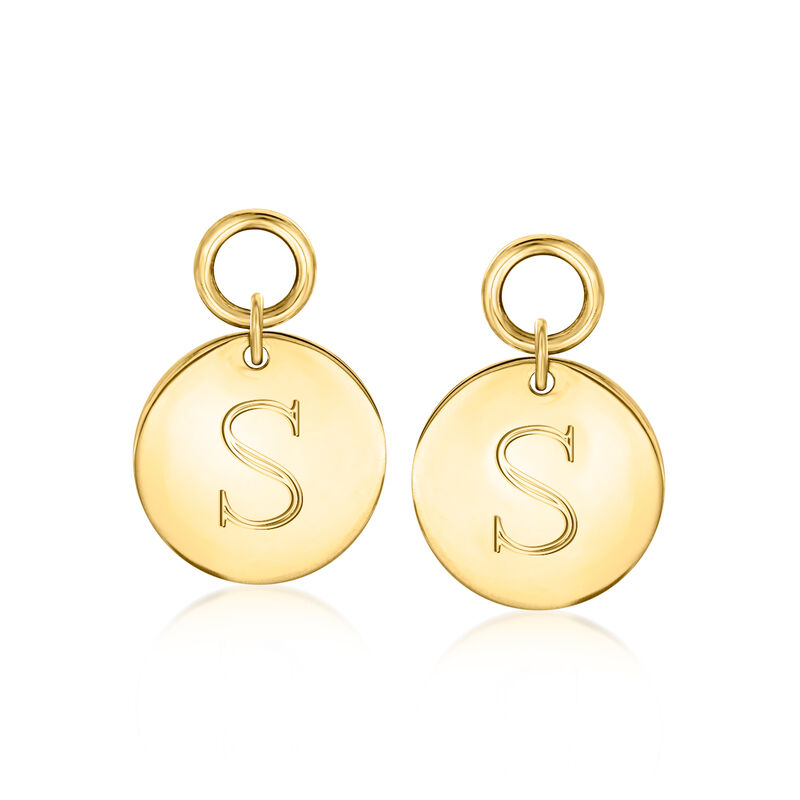Plain - Italian 14kt Yellow Gold Disc Hoop Charms  image number 0