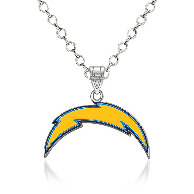 Sterling Silver NFL Los Angeles Chargers Enamel Pendant Necklace. 18" image number 0