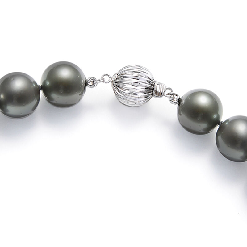 10-13mm Black Cultured Tahitian Pearl Necklace with 14kt White Gold image number 4