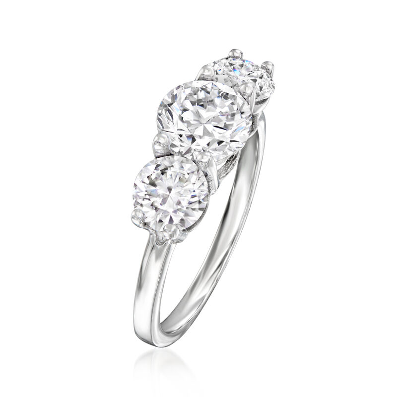 3.00 ct. t.w. CZ Three-Stone Ring in Sterling Silver image number 2