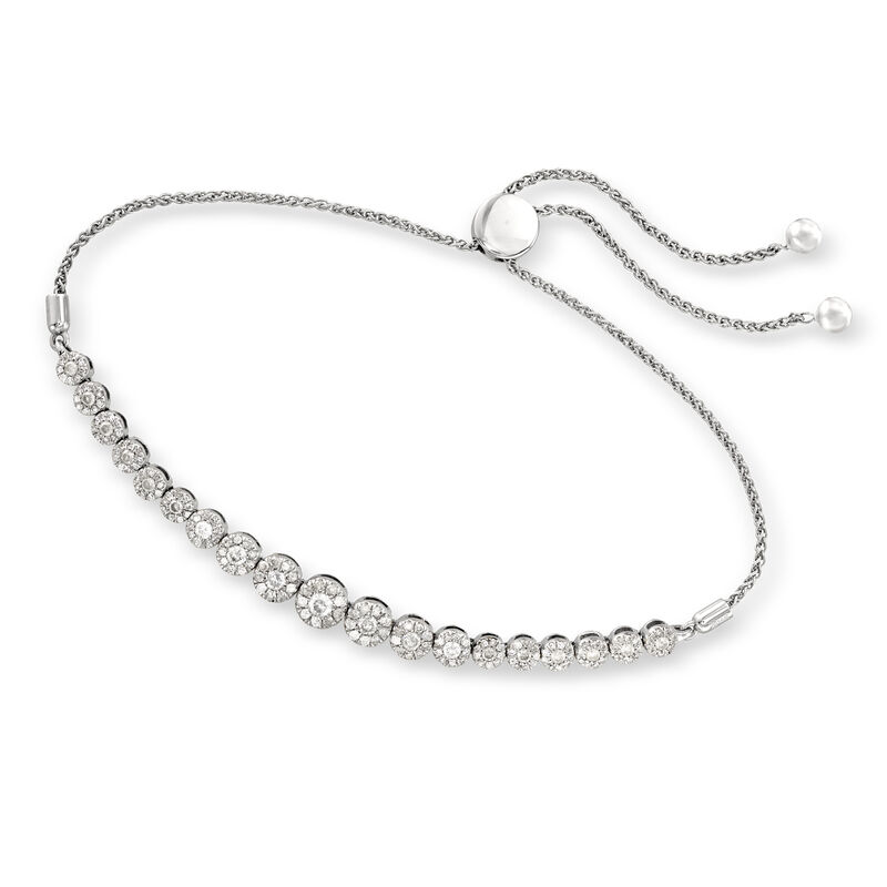 1.00 ct. t.w. Diamond Bolo Bracelet in 14kt White Gold image number 2